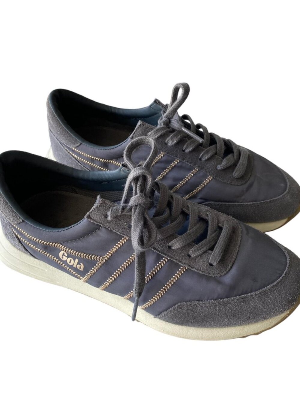 FREE PEOPLE Gola Grey and Gold Montreal Lustre Sneakers Size 6